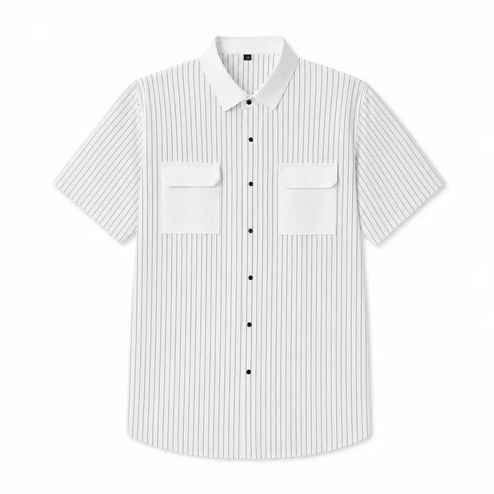 Men's White Ronan Striped Short Sleeve Shirt