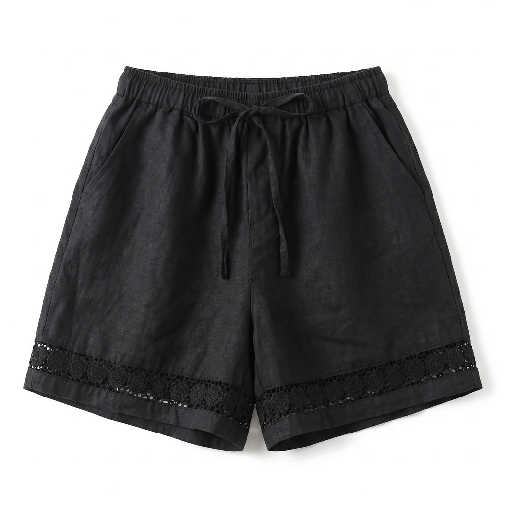 Mira Linen Shorts - Color:Black;Size:S