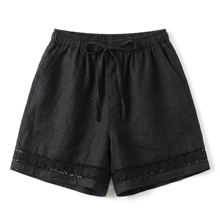 Mira Linen Shorts - Color:Black;Size:S