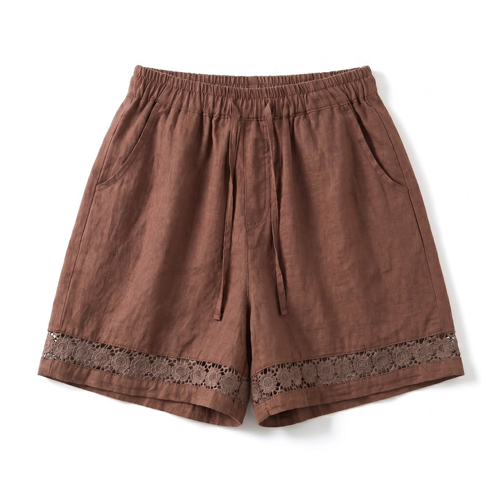 Mira Linen Shorts - Color:Coffee;Size:S