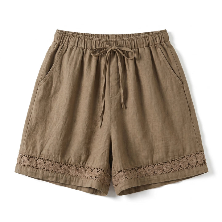 Mira Linen Shorts - Color:Khaki;Size:S