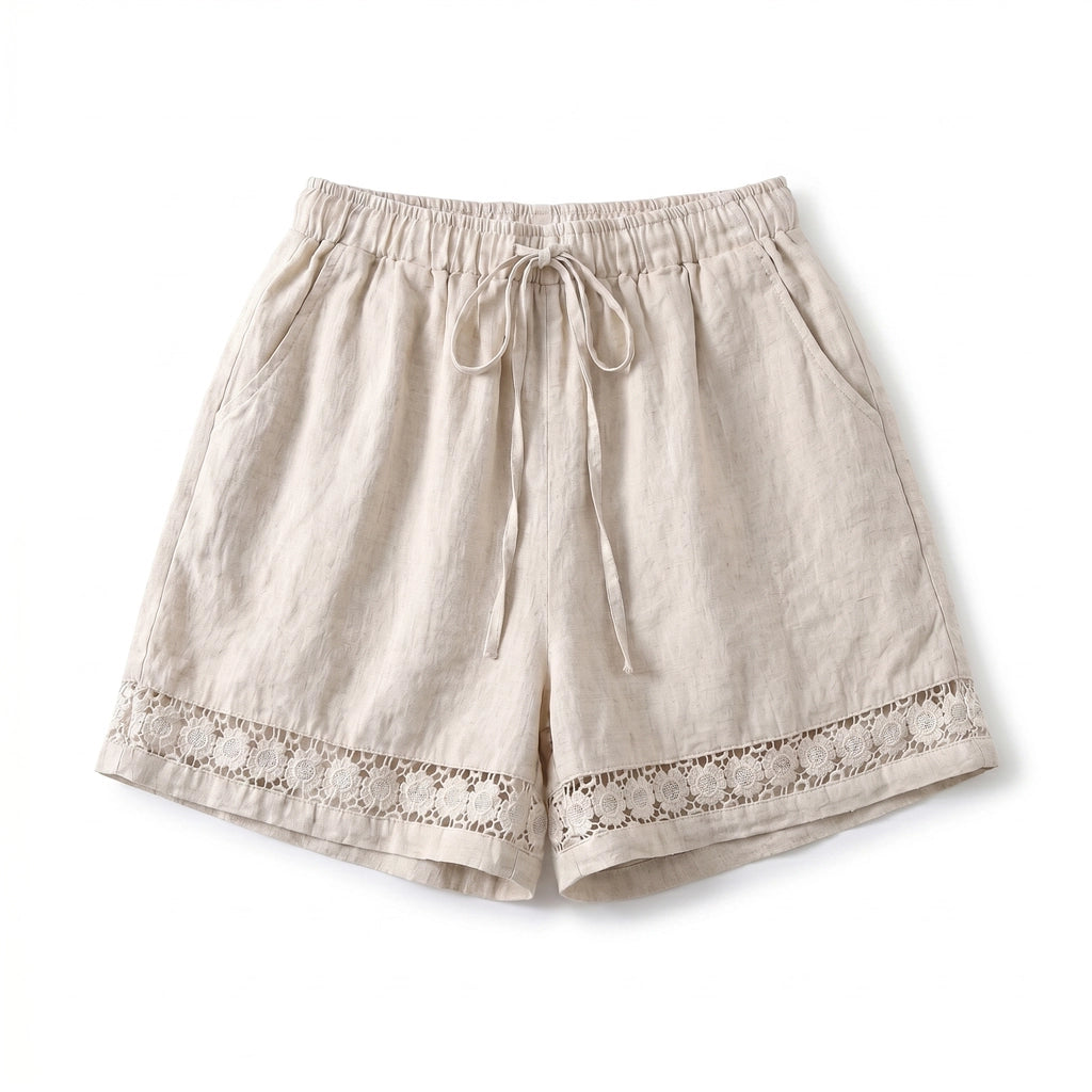 Mira Linen Shorts - Color:Natural;Size:S