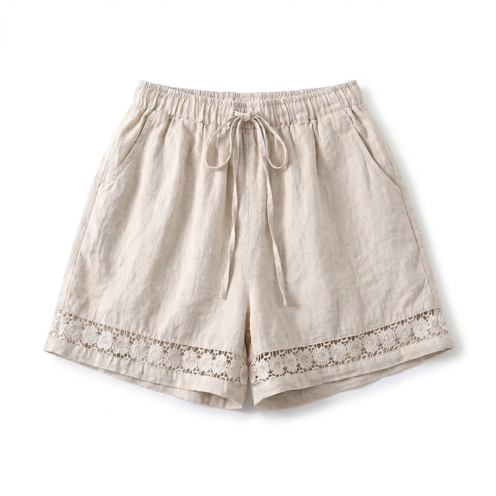 Mira Linen Shorts - Color:Natural;Size:S