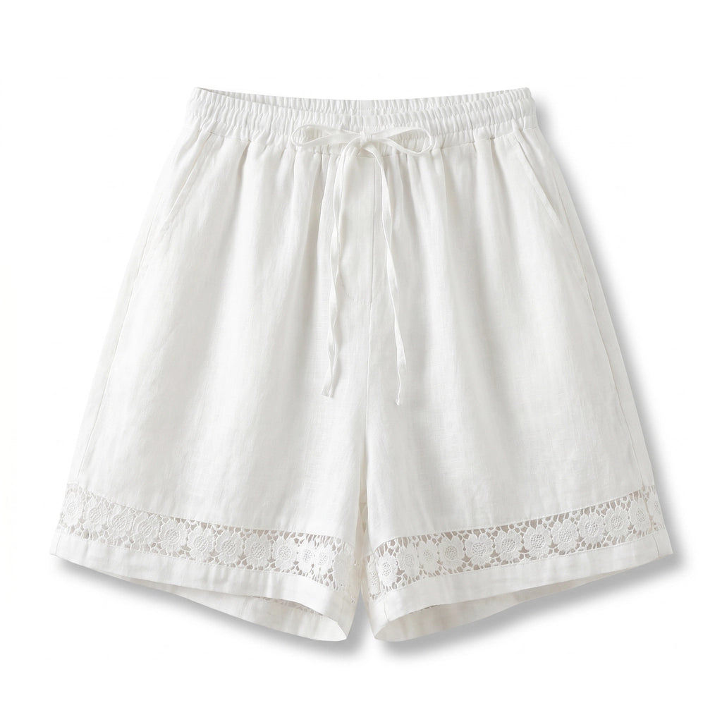 Mira Linen Shorts - Color:White;Size:S