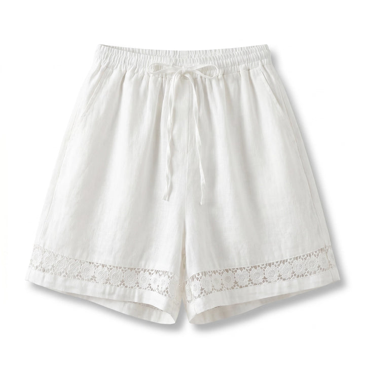 Mira Linen Shorts - Color:White;Size:S