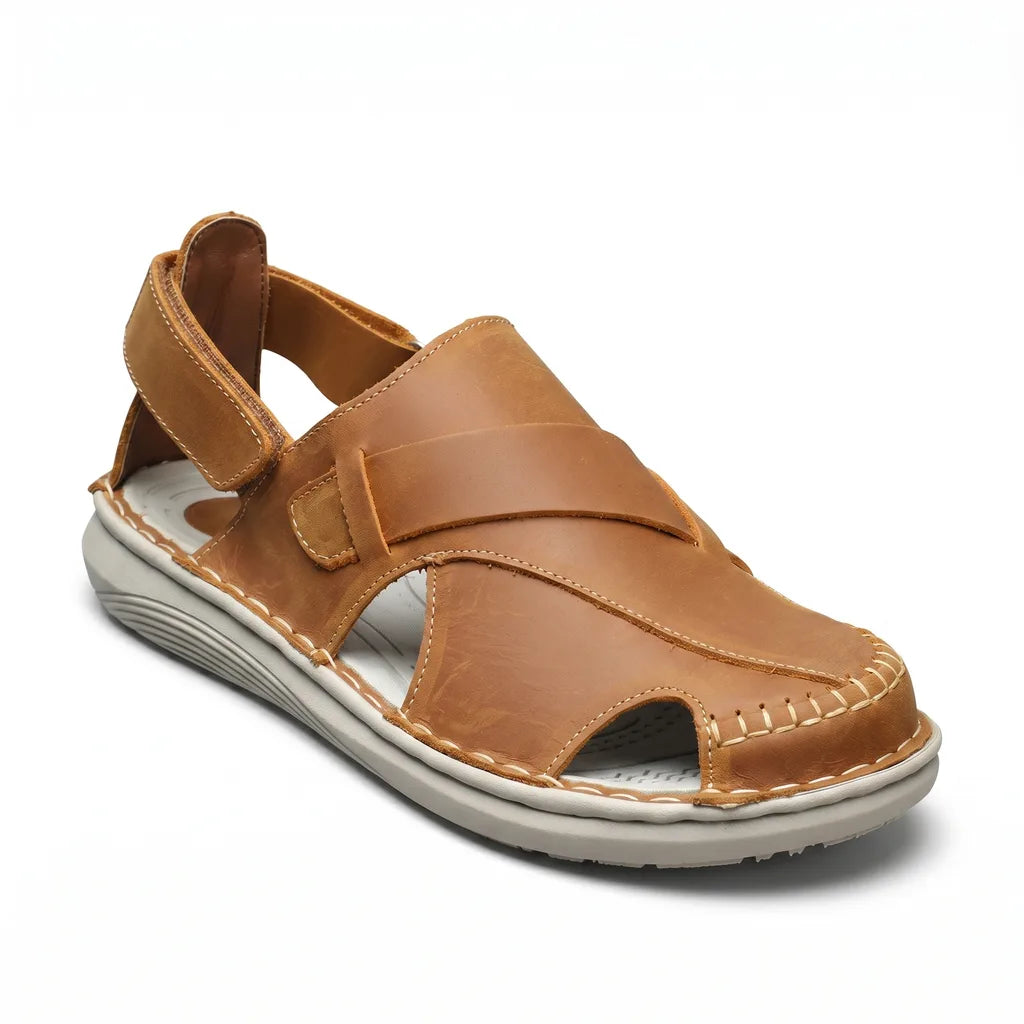 Men's Brown Parsons Leather Closed Toe Sandals