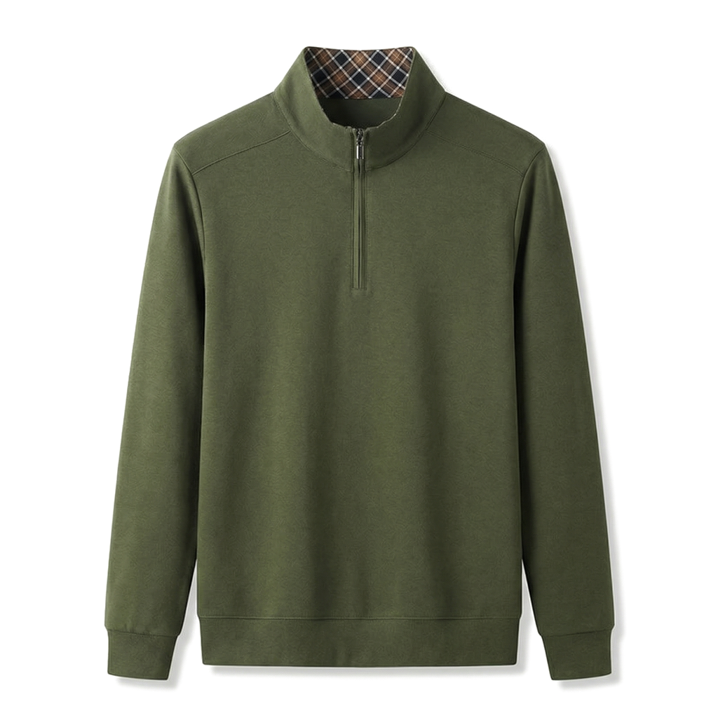 Moss Green Xidushi Cotton Mock-Neck Top 3