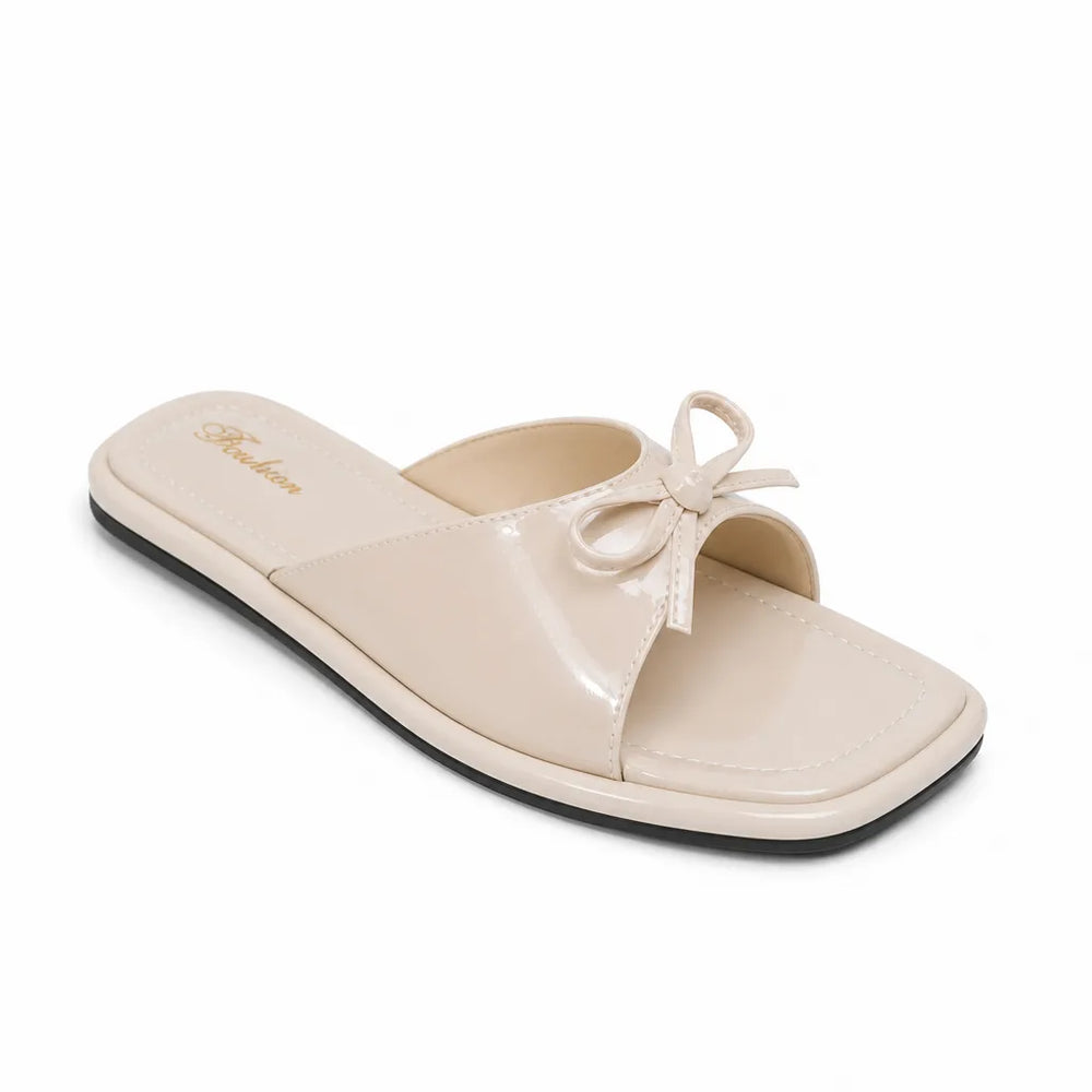 Women's White Vera Bow Flat Slides