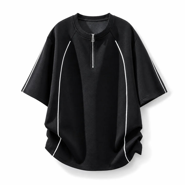 Naomi Cotton Half-Zip T-Shirt - Color:Black;Size:S