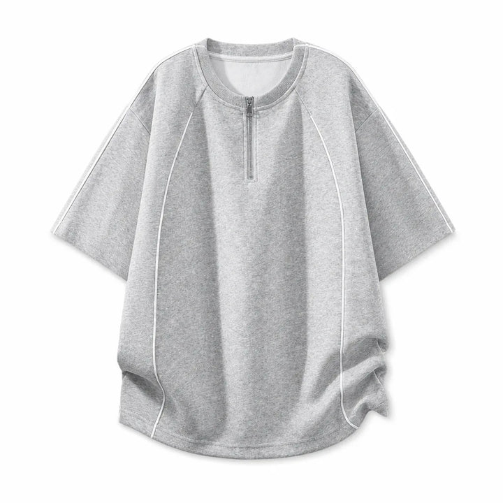 Naomi Cotton Half-Zip T-Shirt - Color:Gray;Size:S