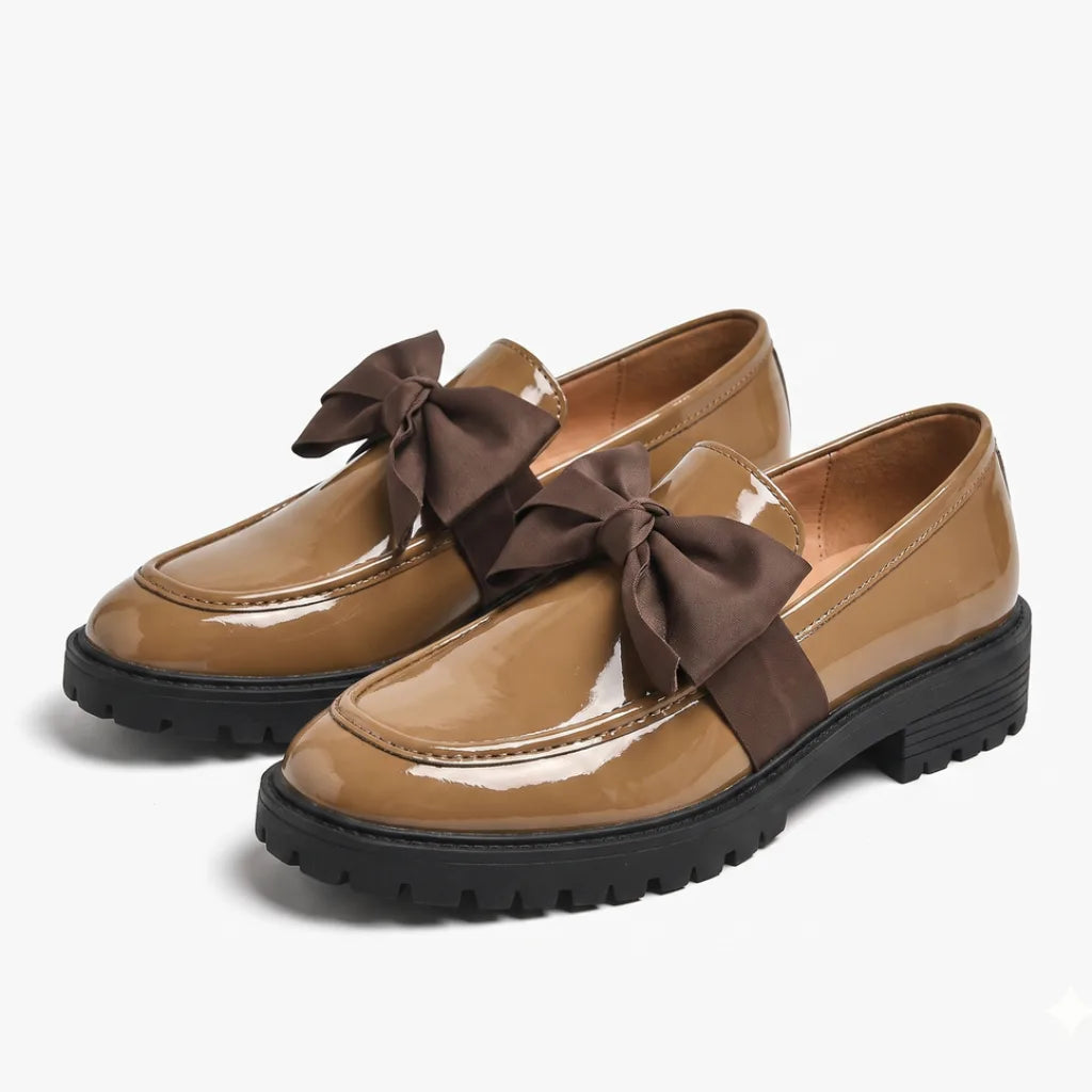 Natalia Platform Loafers - Color:Beige;Size:35