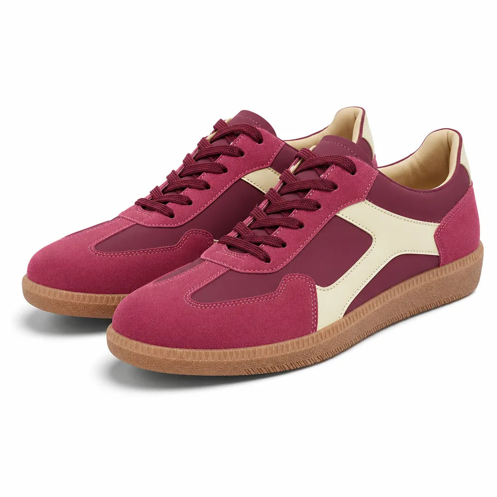 Natalie Contrast Panel Sneakers - Color:Burgundy;Size:36