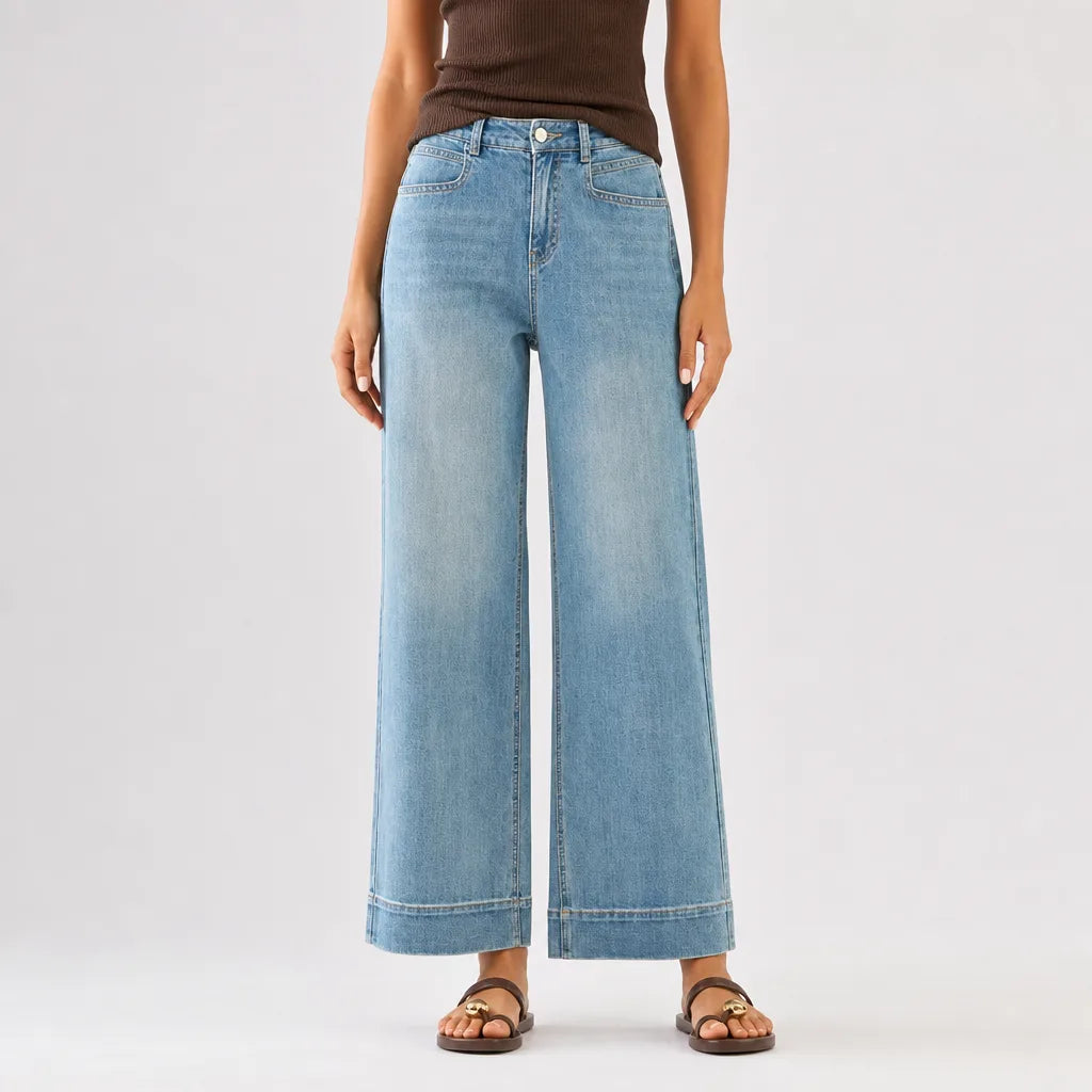 Women's Blue Clifton Cotton Straight Jeans