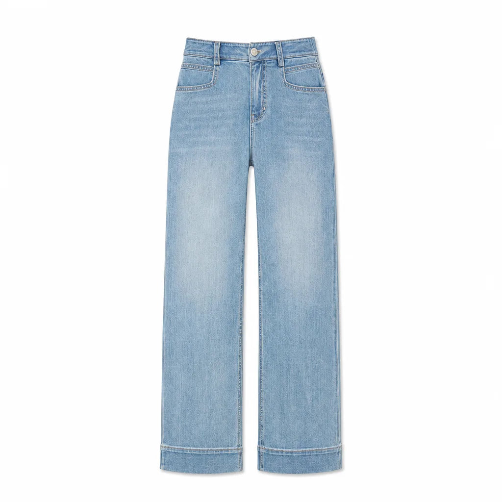 Natalie Cotton Straight Jeans - Color:Blue;Size:26