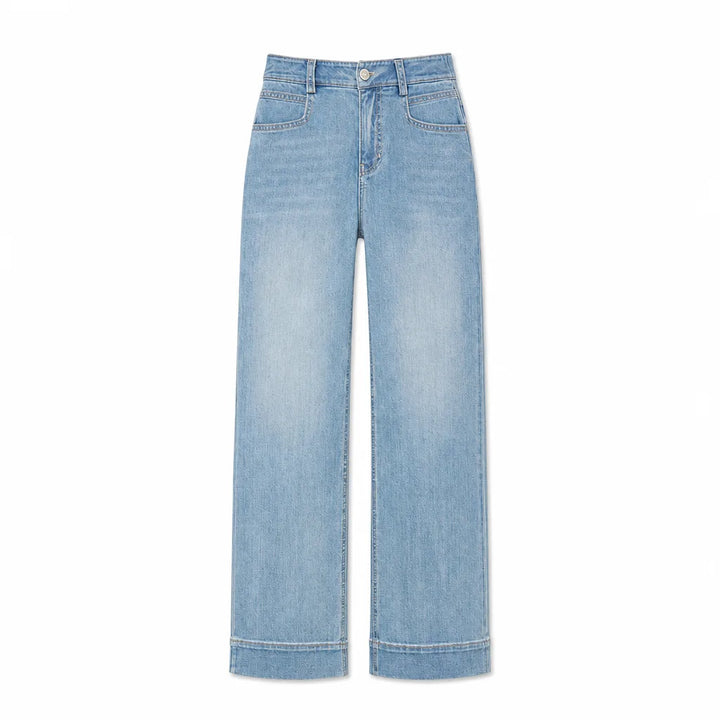 Natalie Cotton Straight Jeans - Color:Blue;Size:26