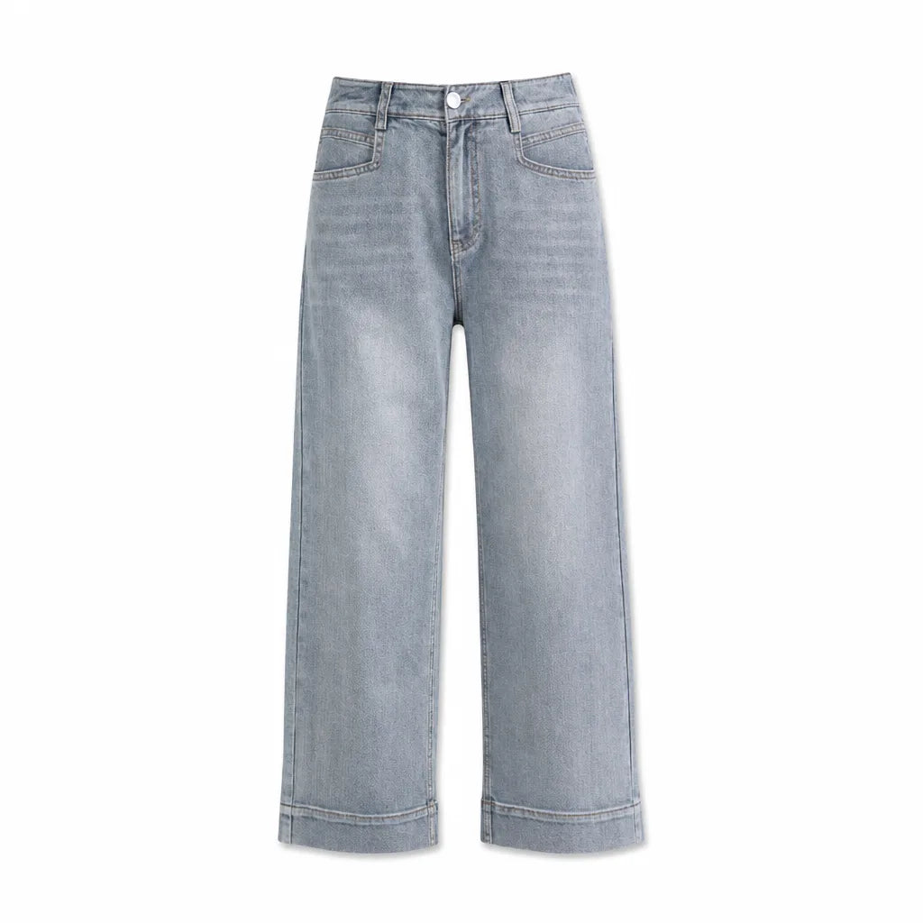 Natalie Cotton Straight Jeans - Color:Gray;Size:26
