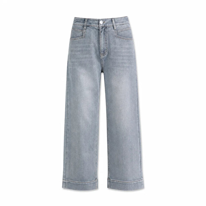 Natalie Cotton Straight Jeans - Color:Gray;Size:26
