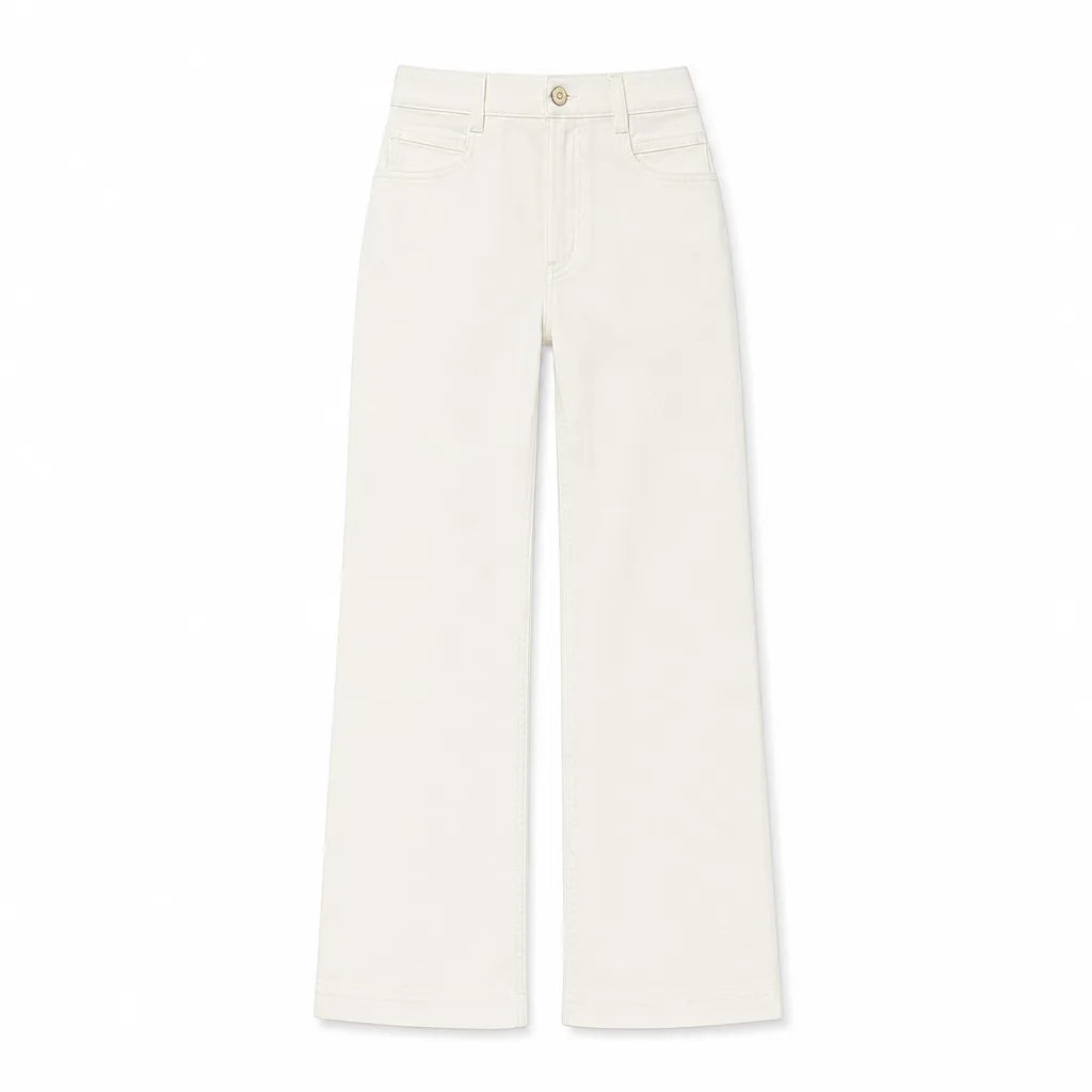Natalie Cotton Straight Jeans - Color:White;Size:26