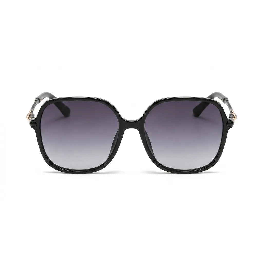Women's Black frame with gradient gray lenses C1 Compton Gradient Square Shades