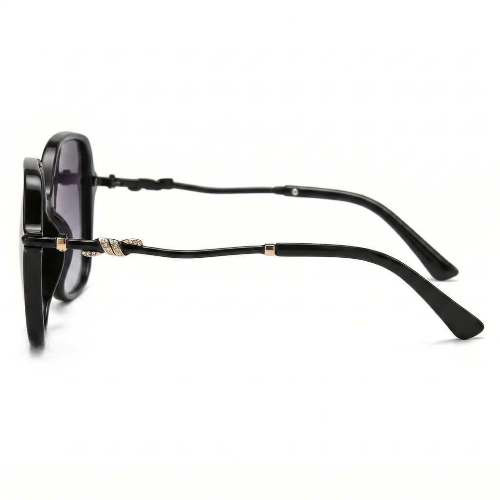 Women's Black frame with gradient gray lenses C1 Compton Gradient Square Shades