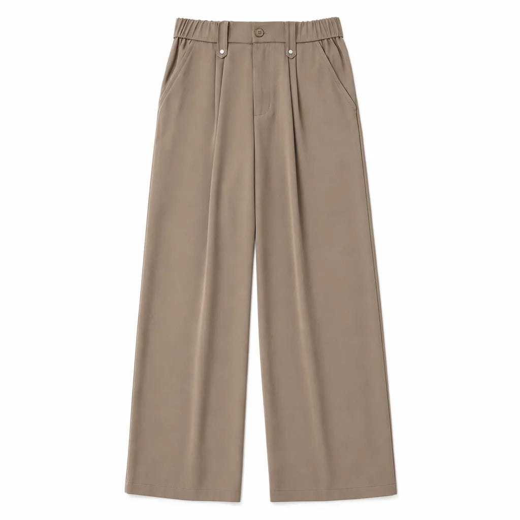 Nathan Straight Trousers - Color:Beige;Size:XS