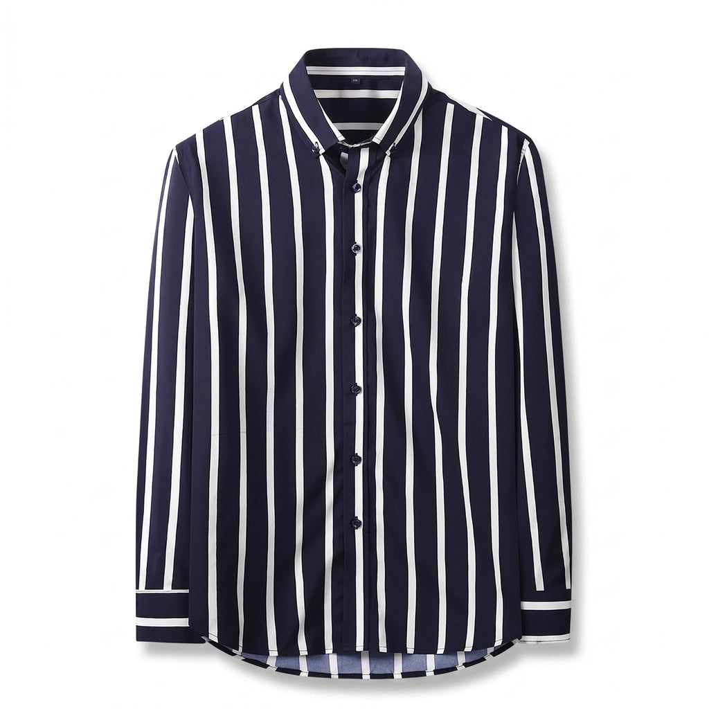 Gabriel Striped Slim Shirt - Color:Navy;Size:38