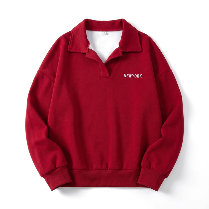 New York Polo Sweatshirt - Color:Red;Size:S