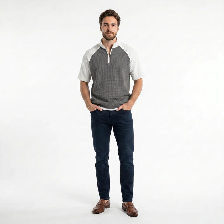 Dark Gray Bronson Waffle Knit Polo 2