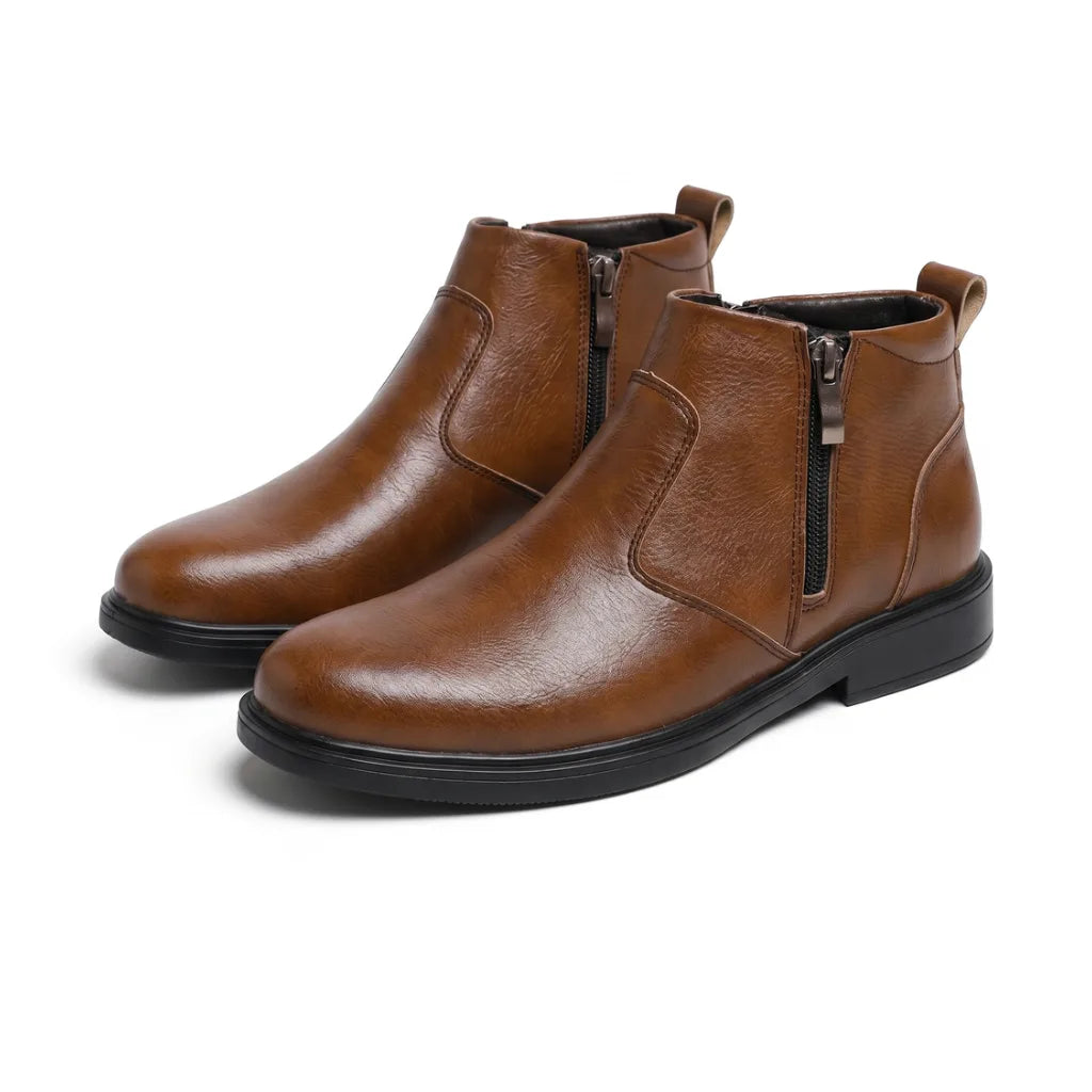 Nicholas Leather Zip Boots - Color:Brown;Size:38