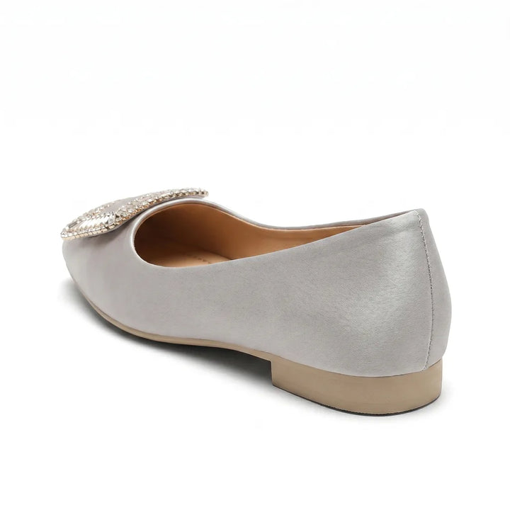 Gray Aria Satin Square-Toe Flats 3