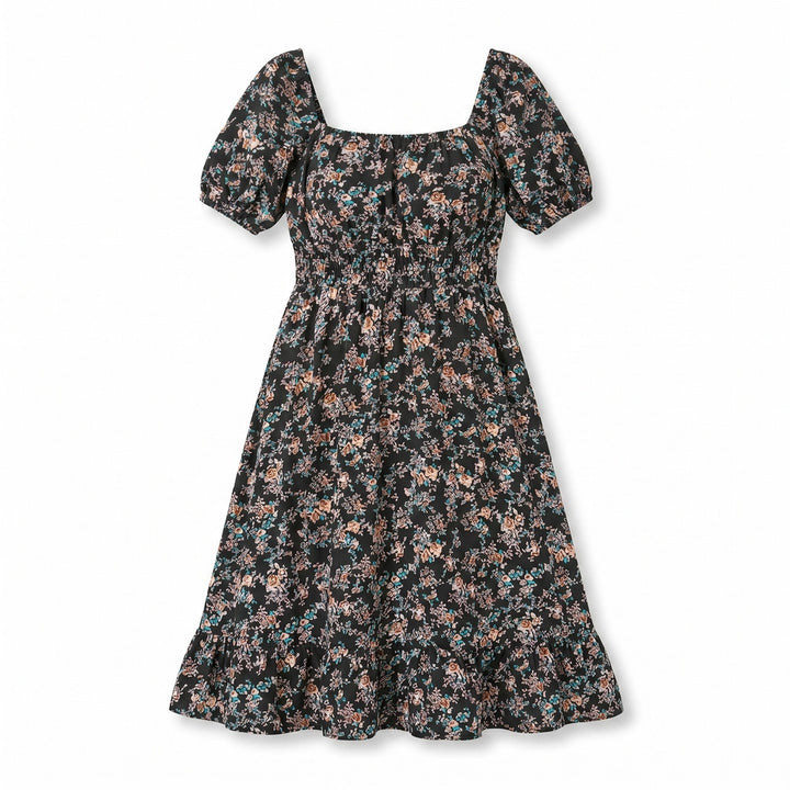 Nina Floral A-Line Dress - Color:Black Floral;Size:XS