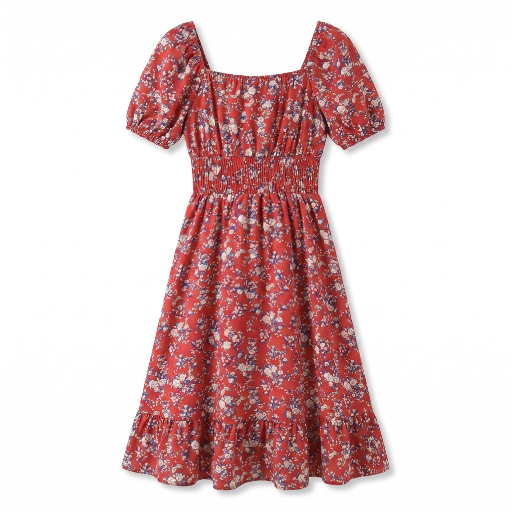 Nina Floral A-Line Dress - Color:Red Floral;Size:XS