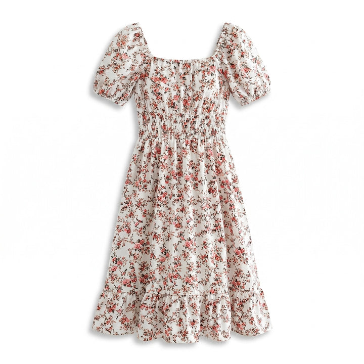 Nina Floral A-Line Dress - Color:White Floral;Size:XS