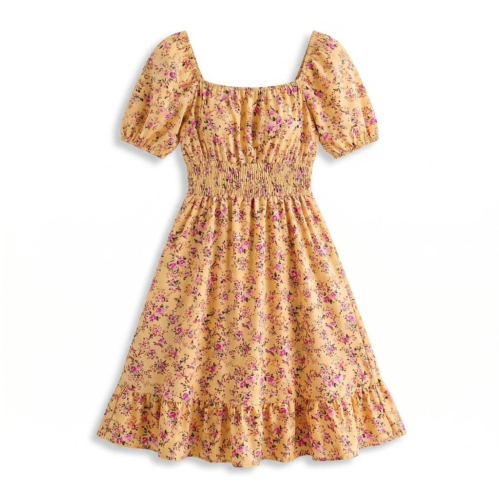 Nina Floral A-Line Dress - Color:Yellow Floral;Size:XS
