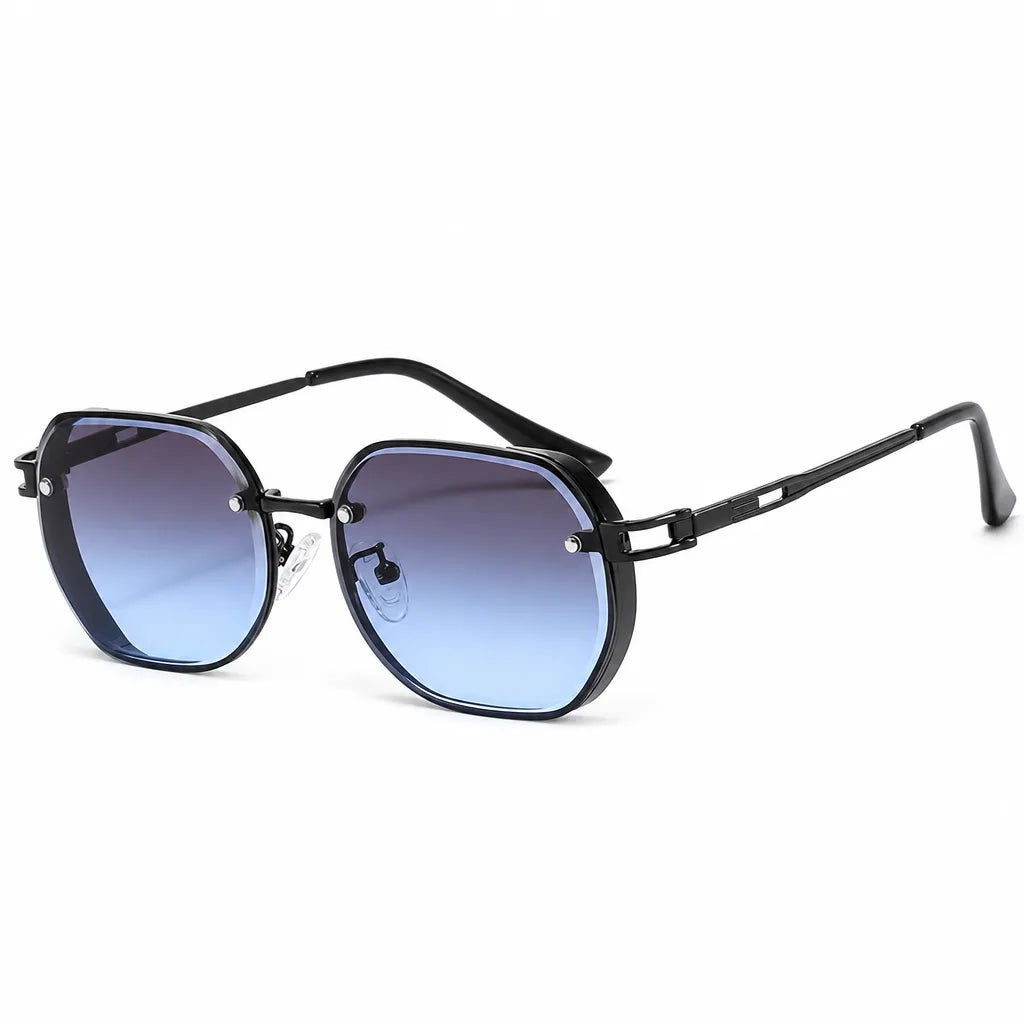 Noah Oval Frame Shades - Color:Blue Black