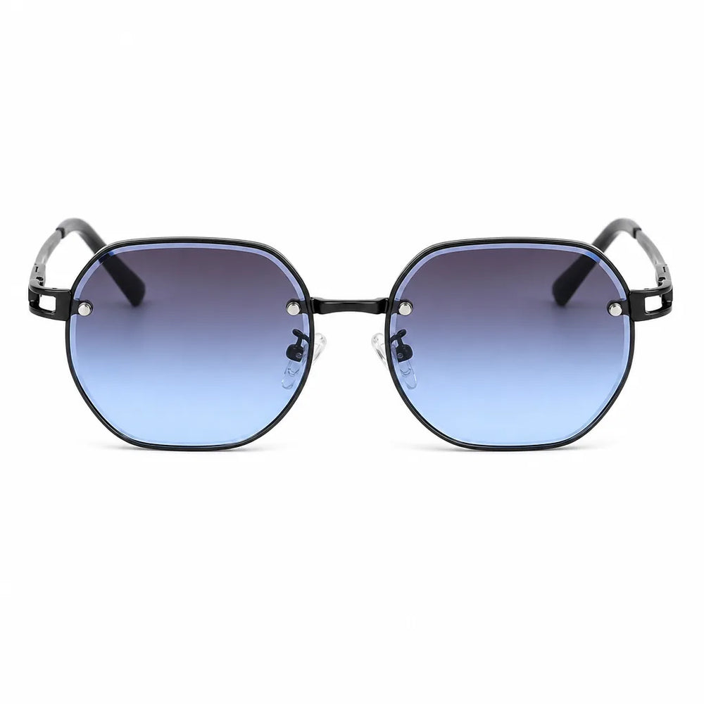 Men's Black frame with gray blue lenses Kellogg Oval Frame Shades