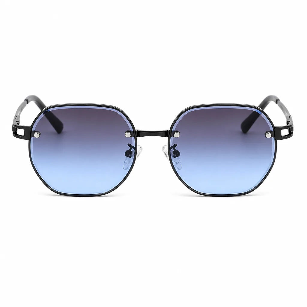 Men's Black frame with gray blue lenses Kellogg Oval Frame Shades