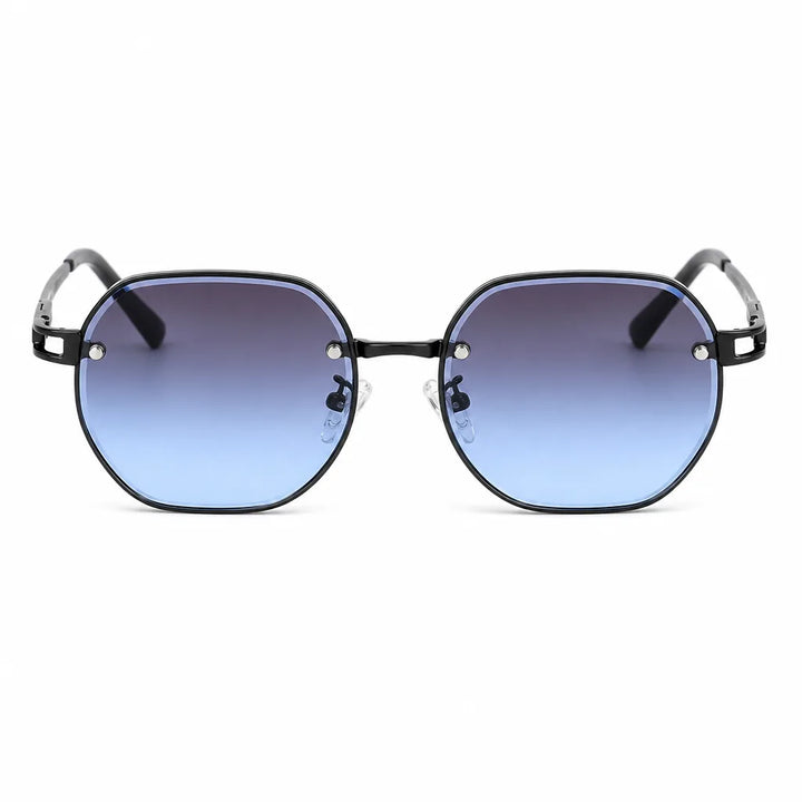 Men's Black frame with gray blue lenses Kellogg Oval Frame Shades