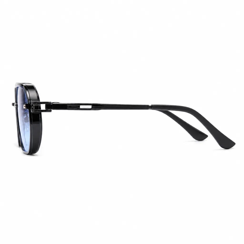 Men's Black frame with gray blue lenses Kellogg Oval Frame Shades