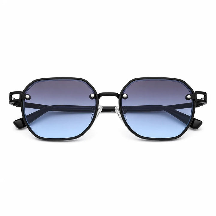 Men's Black frame with gray blue lenses Kellogg Oval Frame Shades