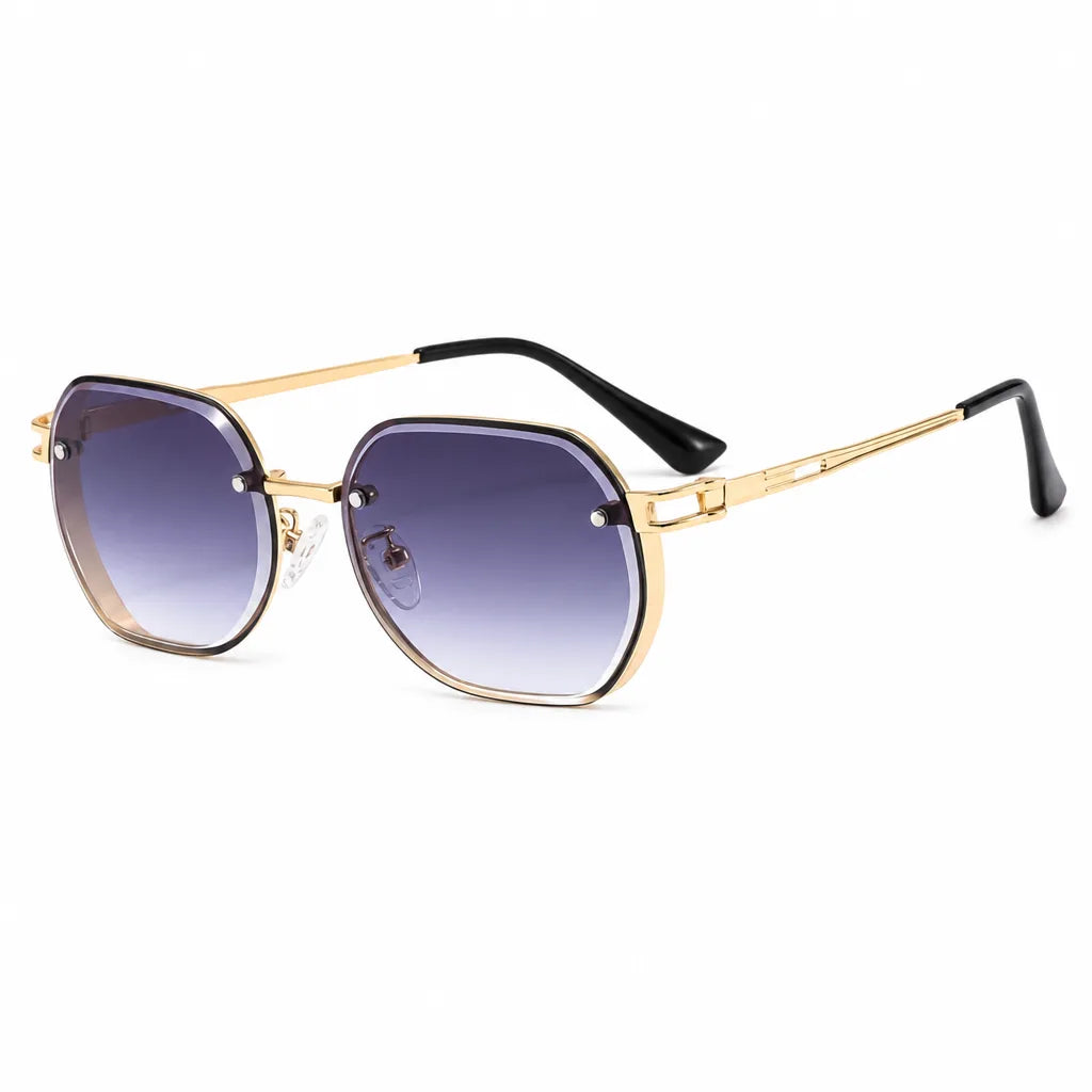 Noah Oval Frame Shades - Color:Gold Black