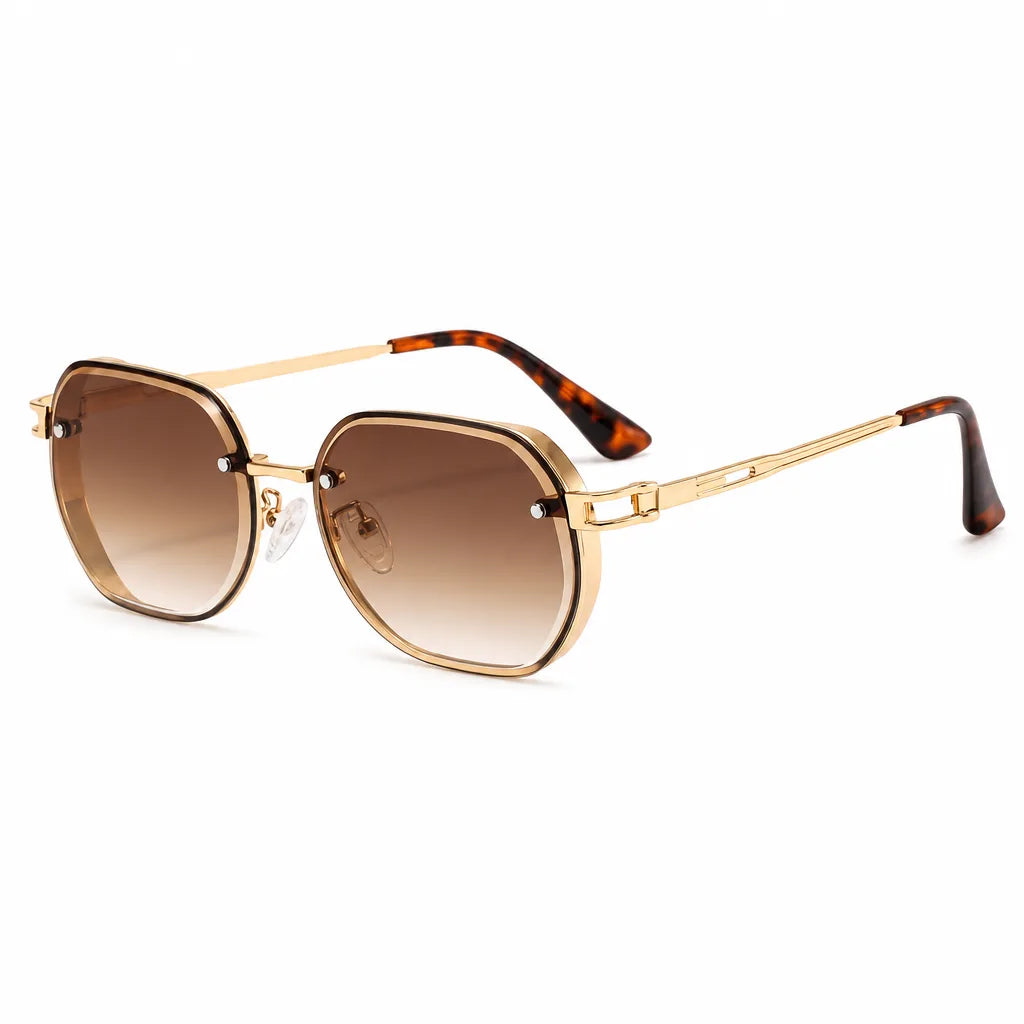 Noah Oval Frame Shades - Color:Gold Brown