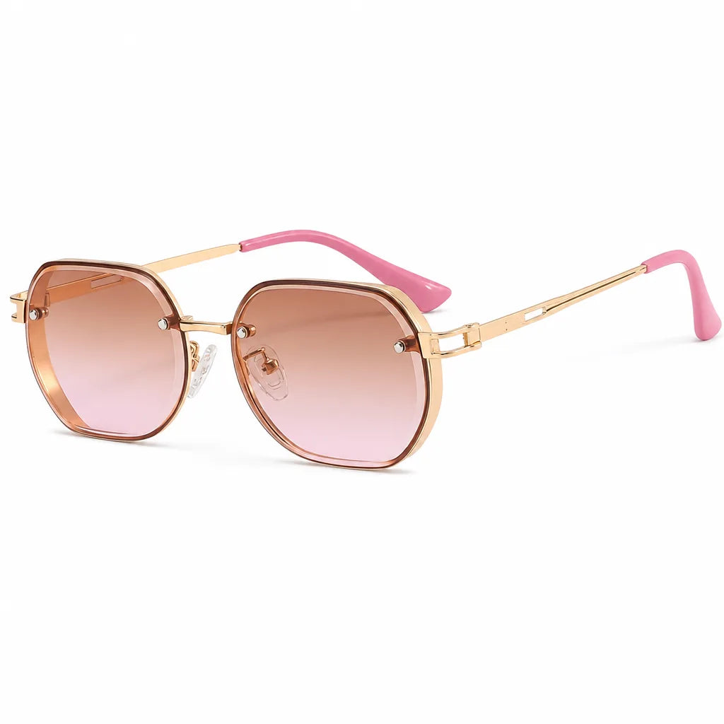 Noah Oval Frame Shades - Color:Gold  Brown