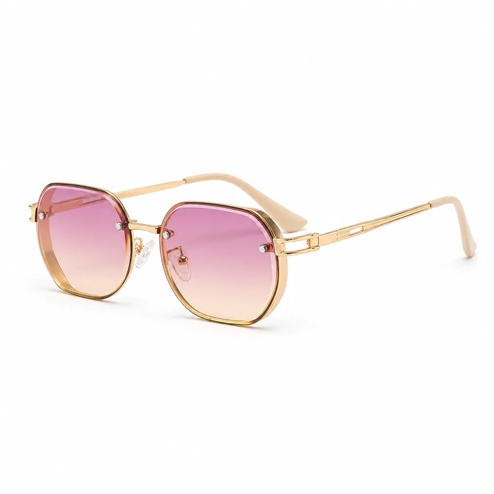 Noah Oval Frame Shades - Color:Gold Pink