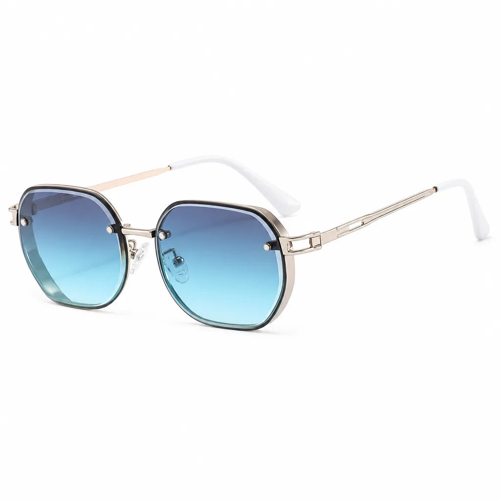 Noah Oval Frame Shades - Color:Silver Blue