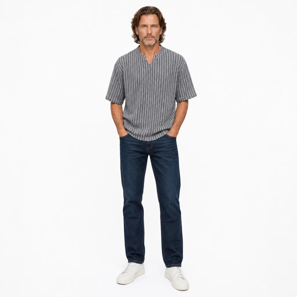 Men's Nola Herringbone V Neck Tee