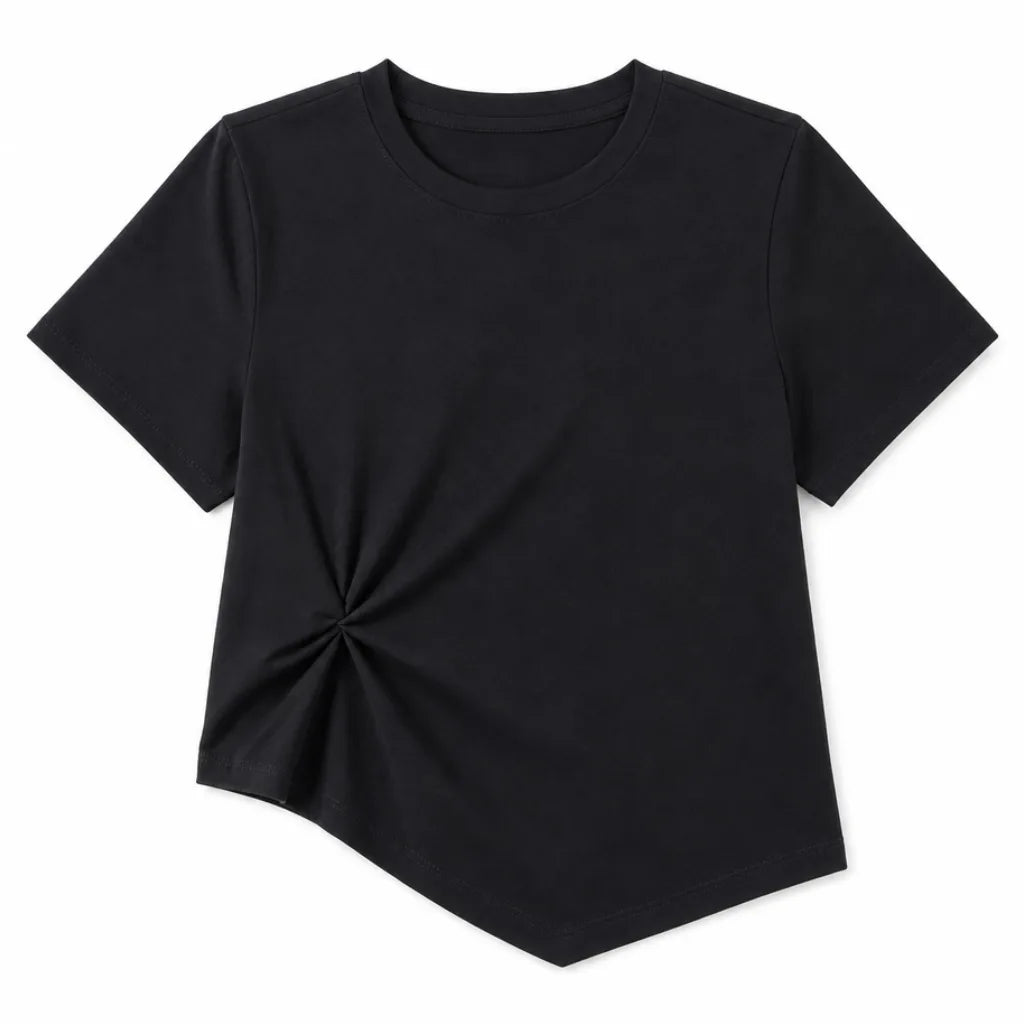 Nora Knot Front Tee - Color:Black;Size:S
