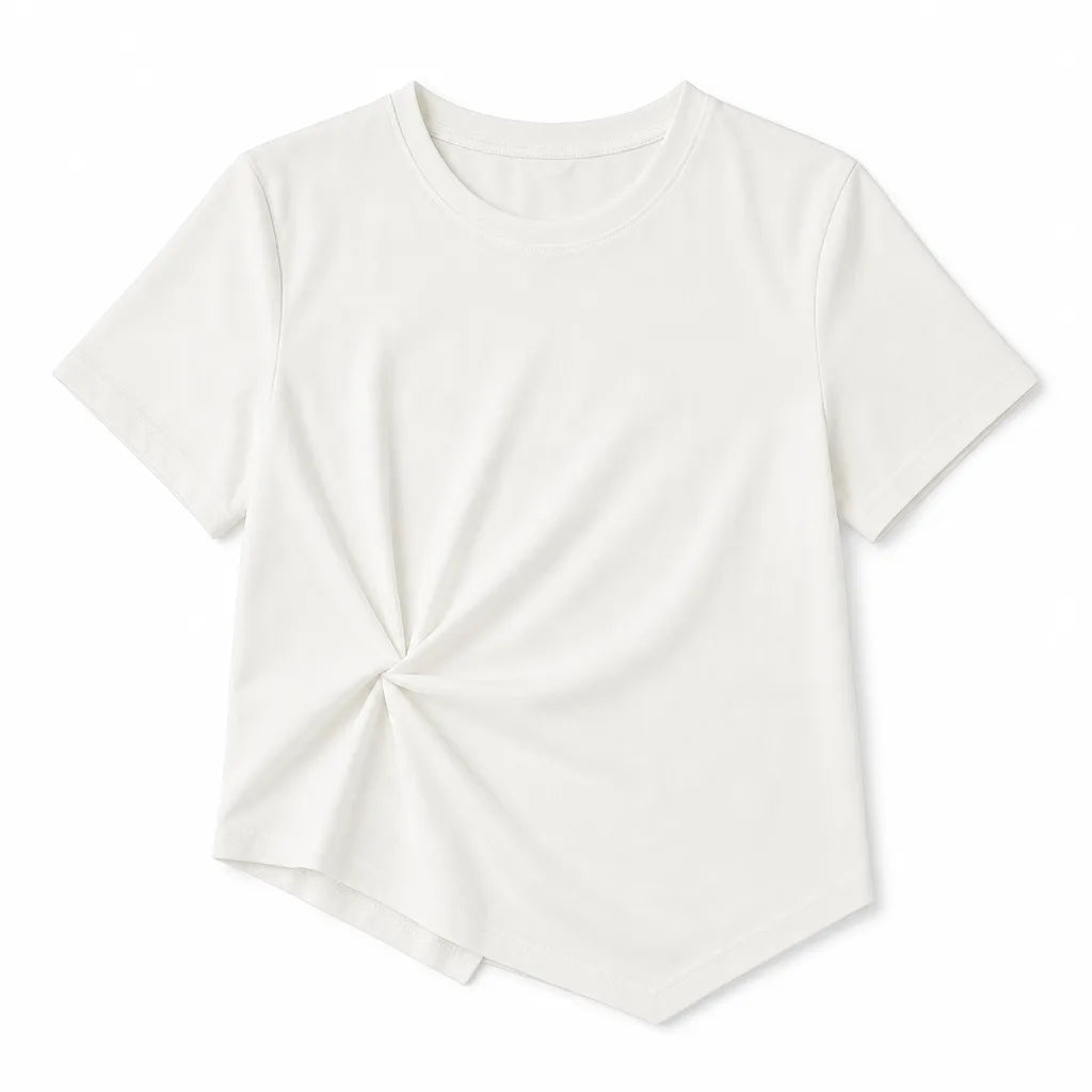 Nora Knot Front Tee - Color:White;Size:S