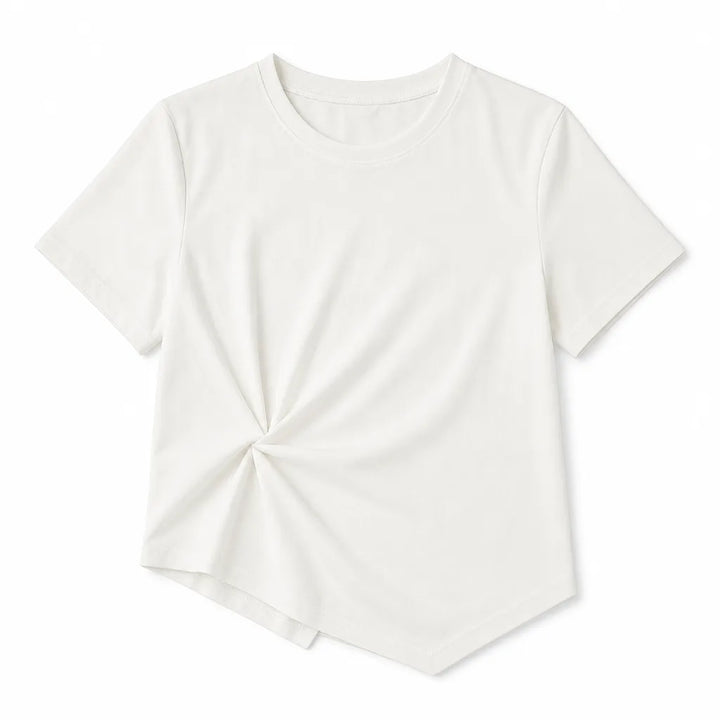 Nora Knot Front Tee - Color:White;Size:S