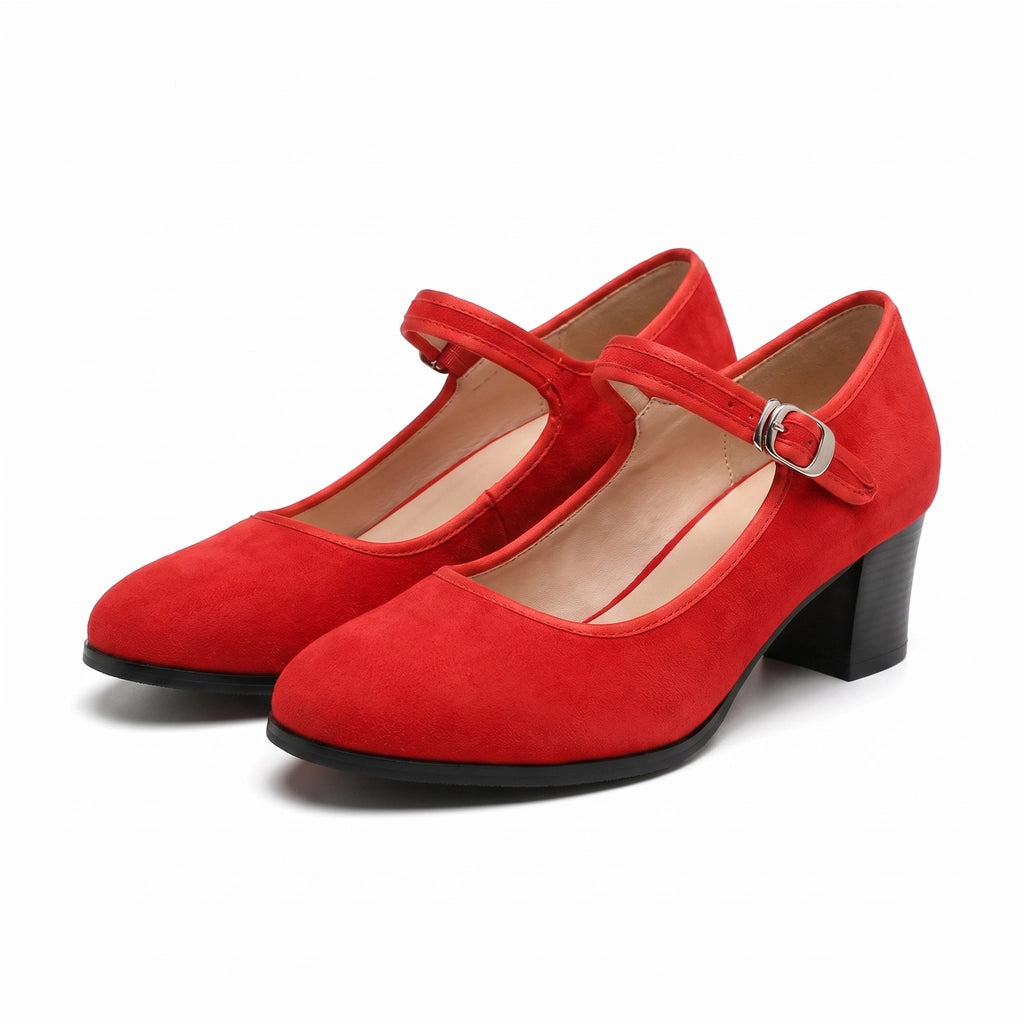 Olivia Mary Jane Pumps - Color:Red;Size:35